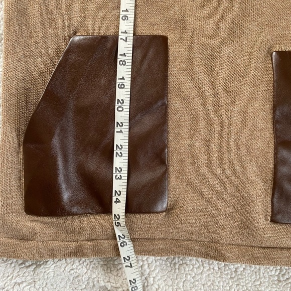 J. Crew 100% Merino Wool Faux Leather Pockets Tunic Sweater, Sz: Medium - Picture 6 of 11